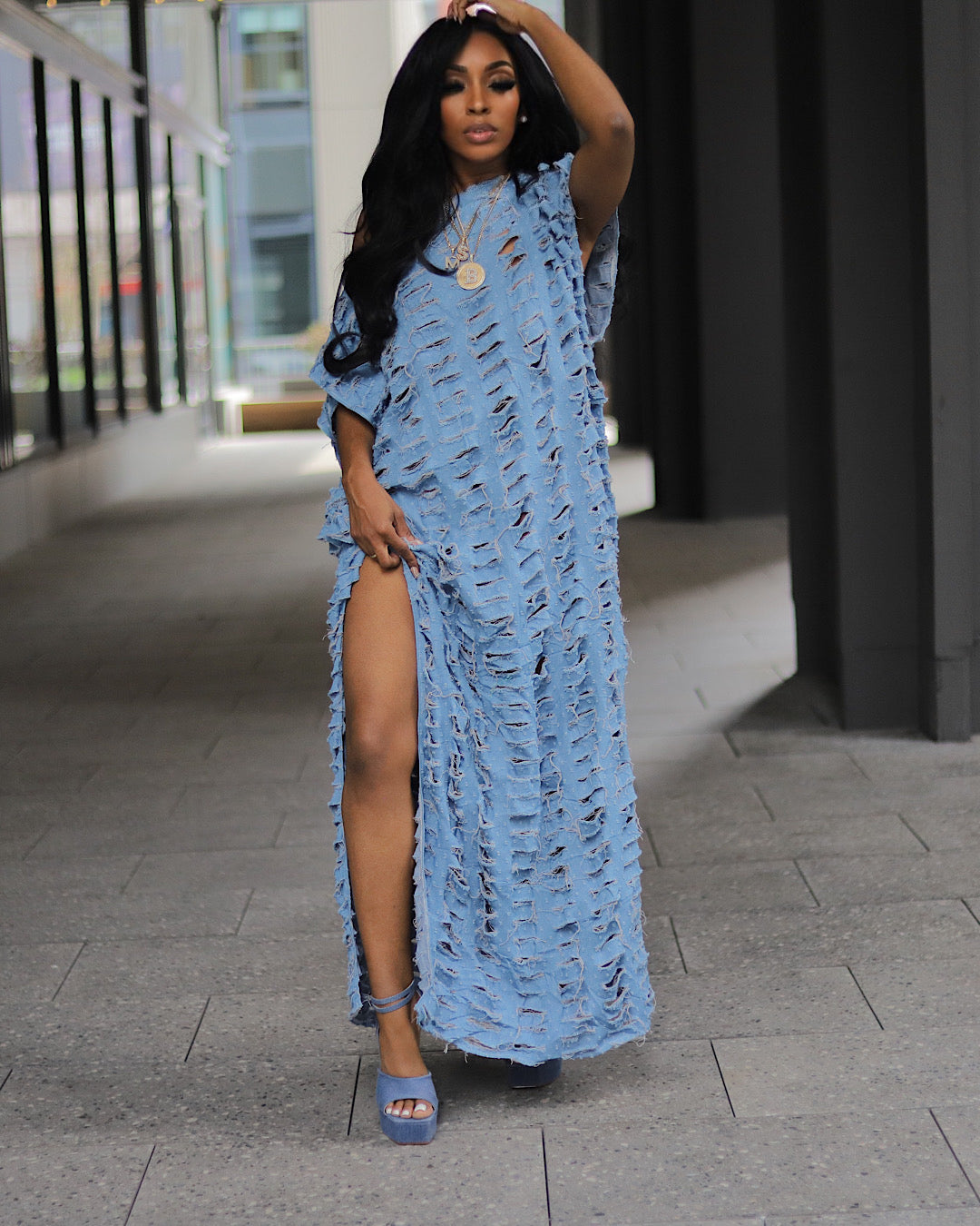 A denim Dream Maxi Dress